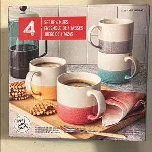 Set of 4 Over and Back Colorful Mugs
